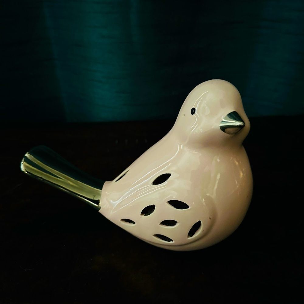 Dove Bird Pink Ceramic Figurine Decor